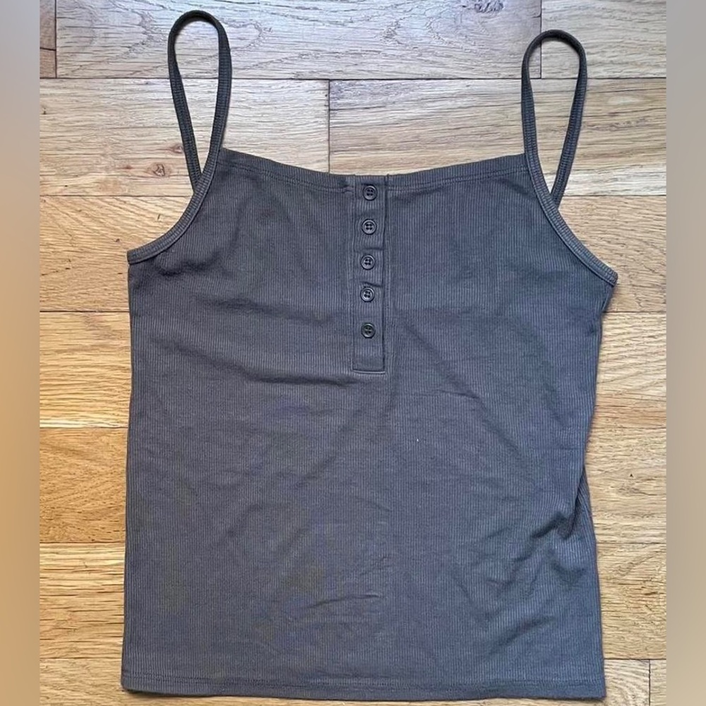 Joah Brown Henley Tank S/M dark grey vintage black